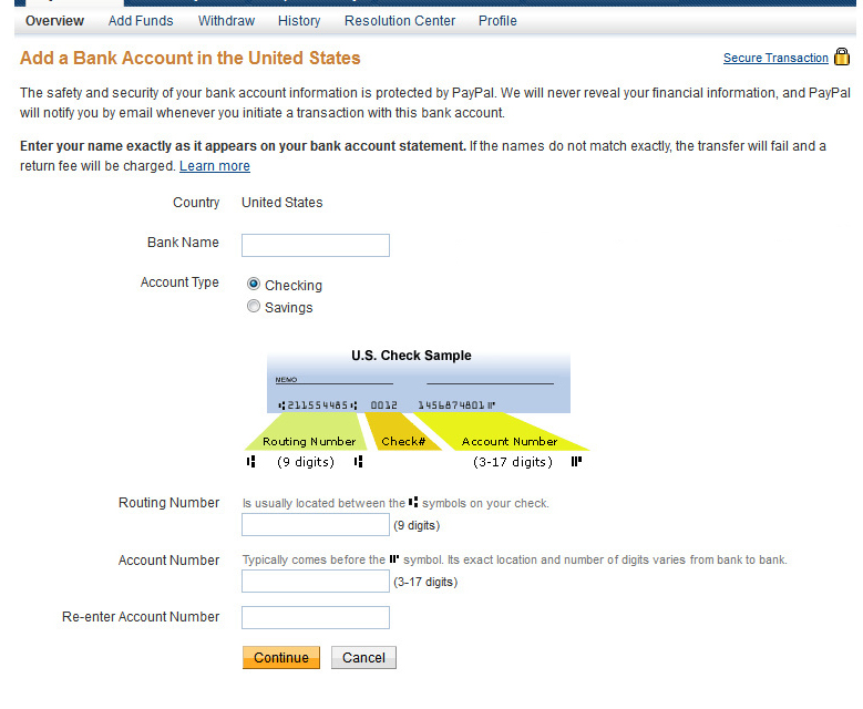 paypal account details paypal account details