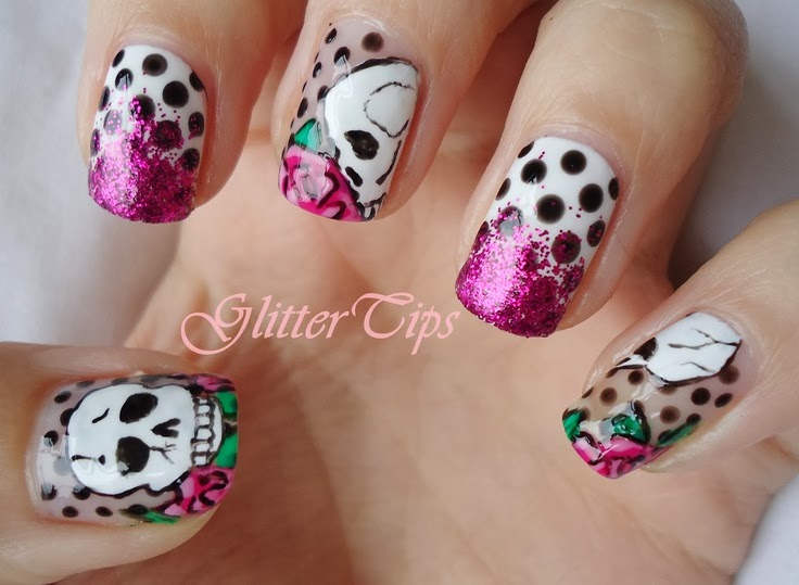 New Hairstyle 2014 Halloween Skull Nail Designs