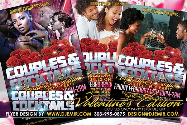 Couples And Cocktails Valentine's Day Party Flyer Couples And Cocktails Valentine's Day Party Flyer