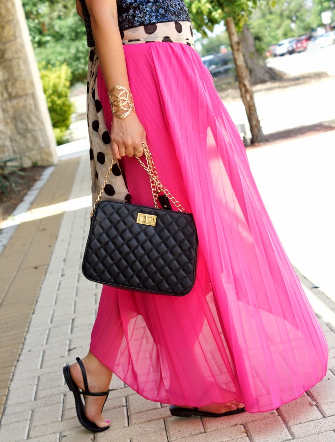 PInk Pleated maxi skirt