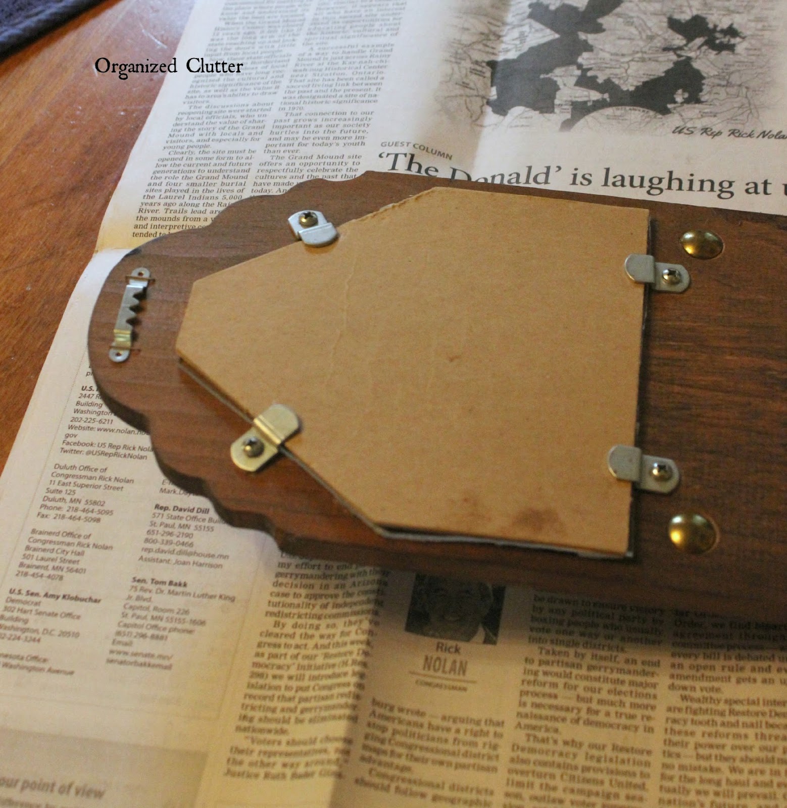 Thrift Shop Wooden Notepad Holder Repurpose Organized Clutter
