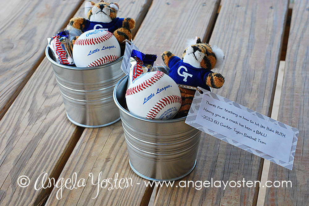 Angela Yosten Baseball Coach Bouquet and Buckets