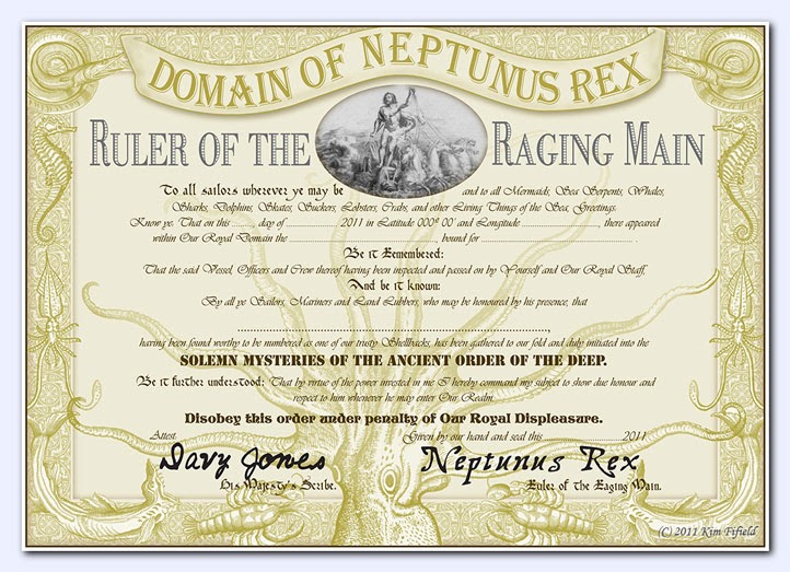Fat Fergus Designs King Neptune Initiation Certificate