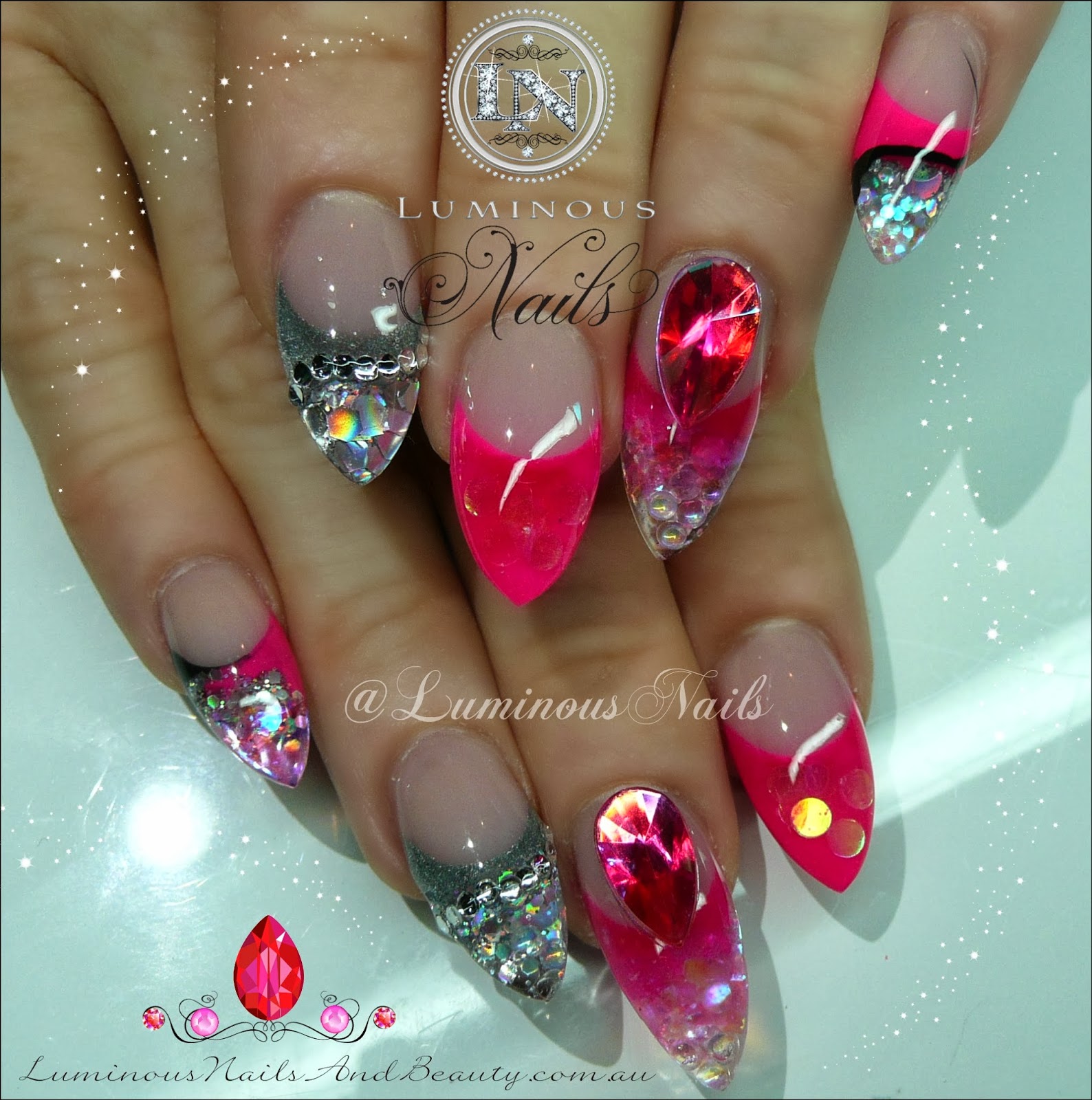 Hot Pink And Silver Nail Designs Nail Art Gallery Hot Pink Photos