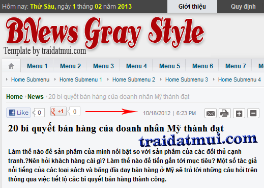 BNews Gray Style - Mẫu tin tức tích hợp cả giao diện web và wap chuyên nghiệp với tông màu xám