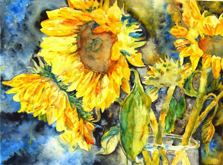 sunflower paintings for sale by #schulmanArt https://www.etsy.com/shop/SchulmanArts/search?search_query=sunflower+watercolor