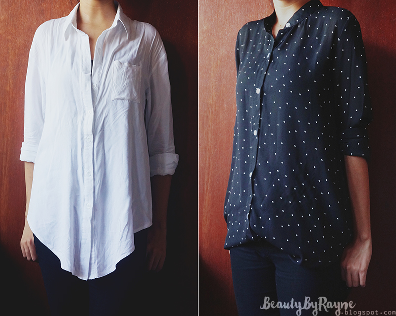 SheIn Black Polka Dot With Buttons Blouse and White Lapel With Pockets Blouse review SheIn