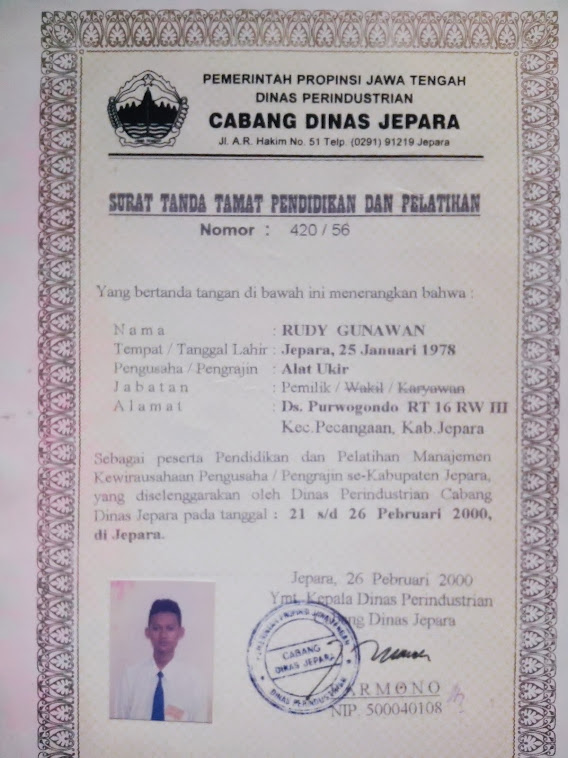 SERTIFIKAT PENGRAJIN ALAT UKIR