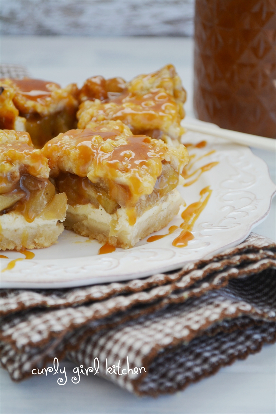 Curly Girl Kitchen Caramel Apple Cheesecake Crumble Pie Bars