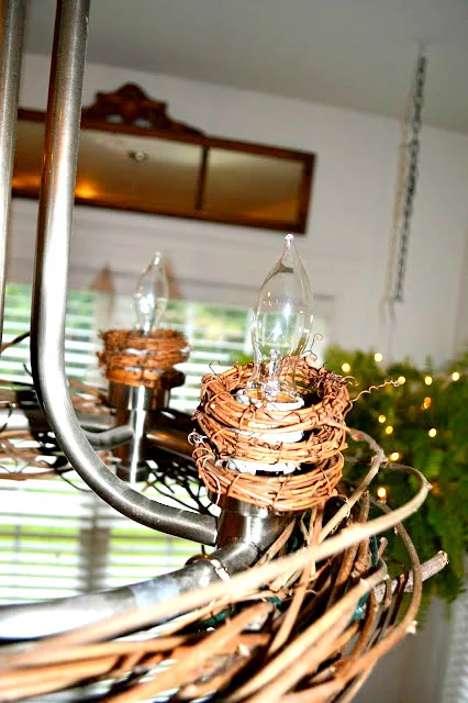 Checkerboard table with whimsical lighting by Down To Earth Style, featured on I Love That Junk - I love this space!