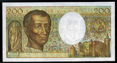 France money currency cash French Franc euro Montesquieu bank note bill
