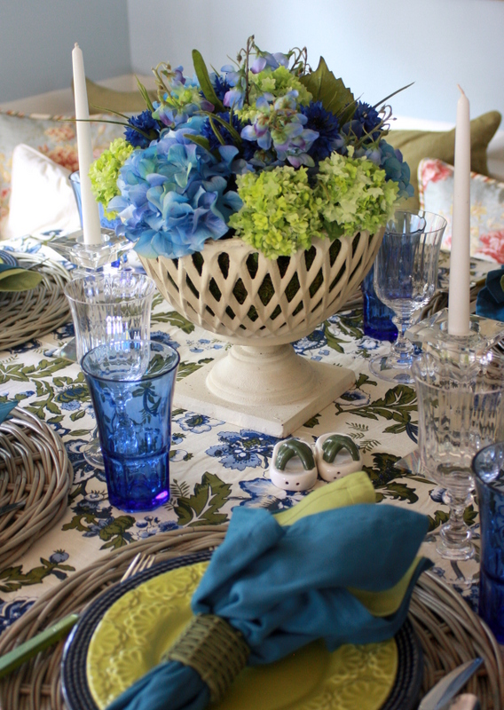 An Woman Blue and Green Table