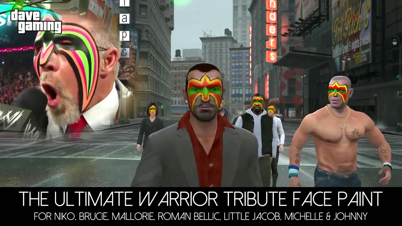 GTA 4 Mods By Dave Gaming THE ULTIMATE WARRIOR FACE PAINT GTA 4 Skin Mod