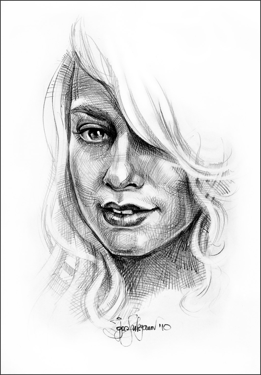 pencil sketch of woman