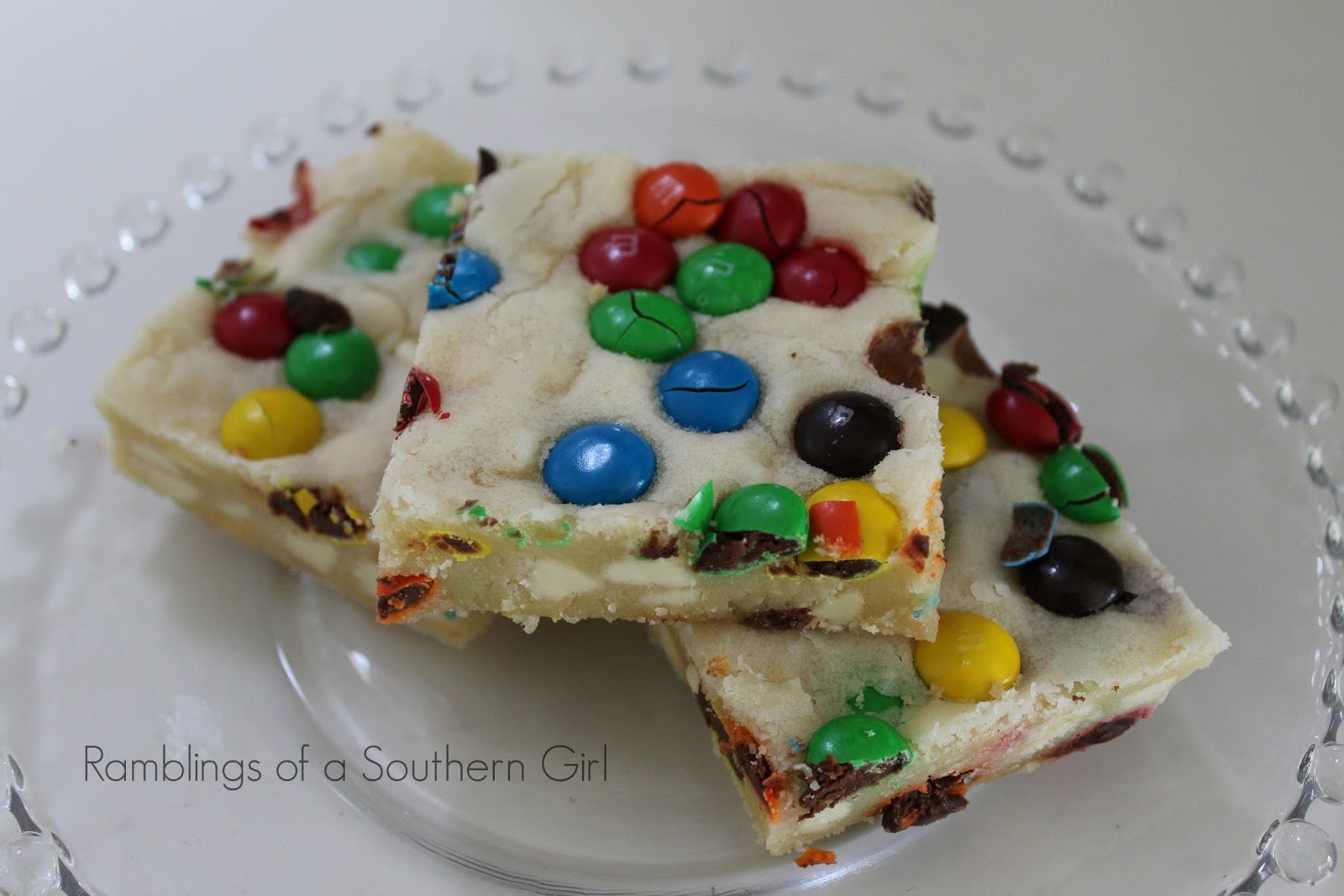 Ramblings of a Southern Girl Sugar Cookie M&M's Bars Quick & Perfect