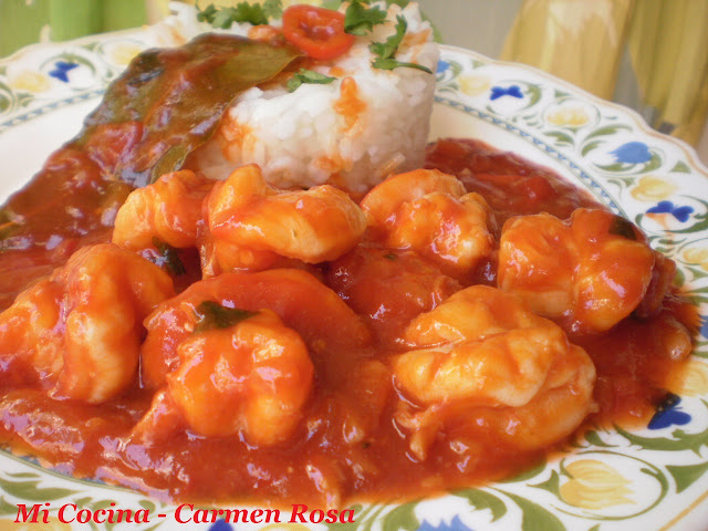 Camarones (langostinos) En Salsa Cubana 
