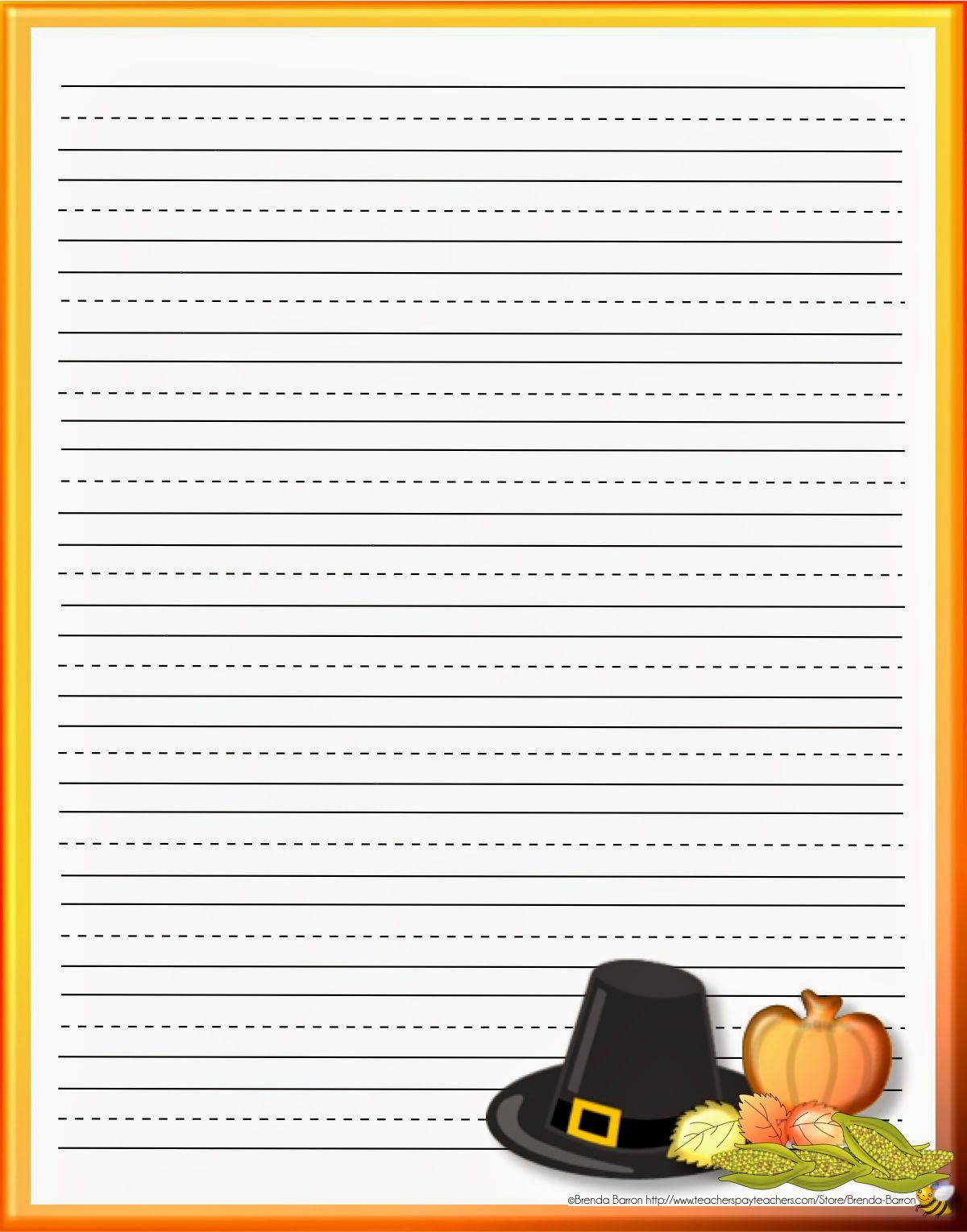 Everyday Teaching 2 Go! Free Thanksgiving Stationery (Primary Lines)