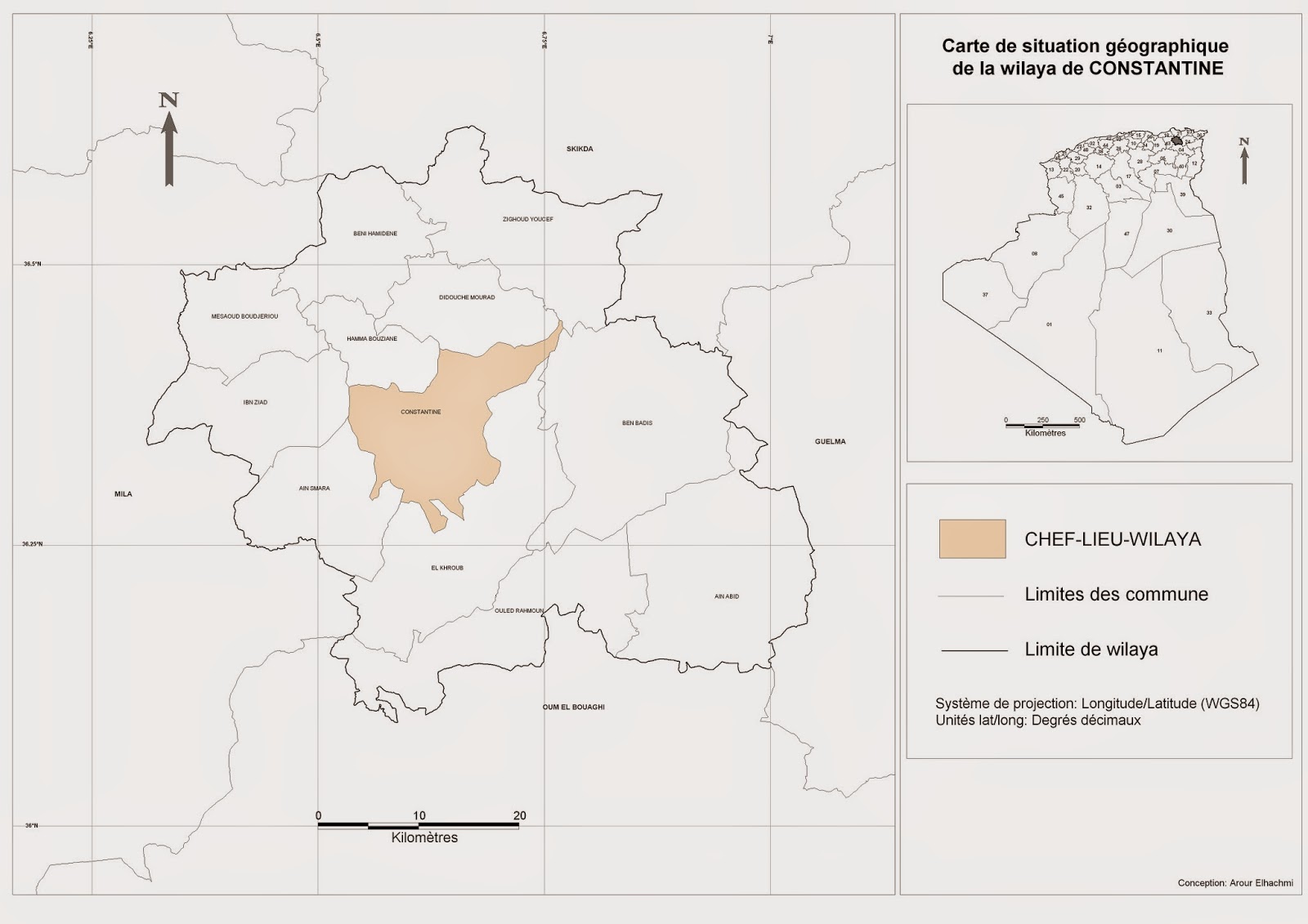 Découpage administratif de l'Algérie & Monographie Carte de situation