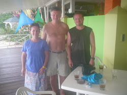 Me with fellow divers and Rum and Coke reward ! Pigeon Point, Tobago