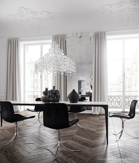 A contemporary chic apartment designed by Jess Vedel and visualised by Talcik | Demonicova