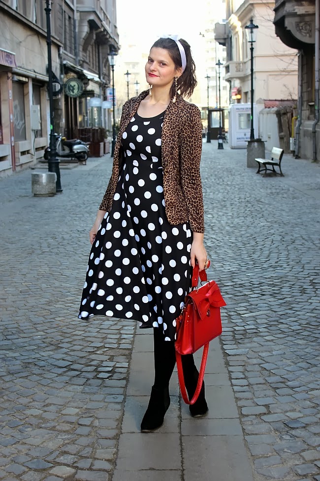 leopard print and polka dot dress