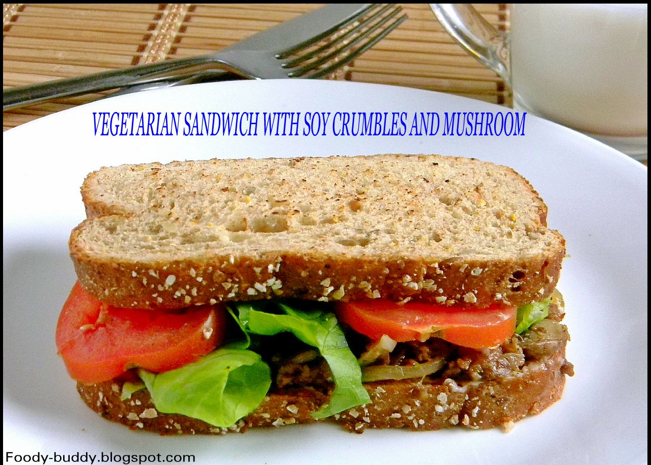 Foody Buddy Vegetarian Sandwich with Soy Crumbles and Mushroom