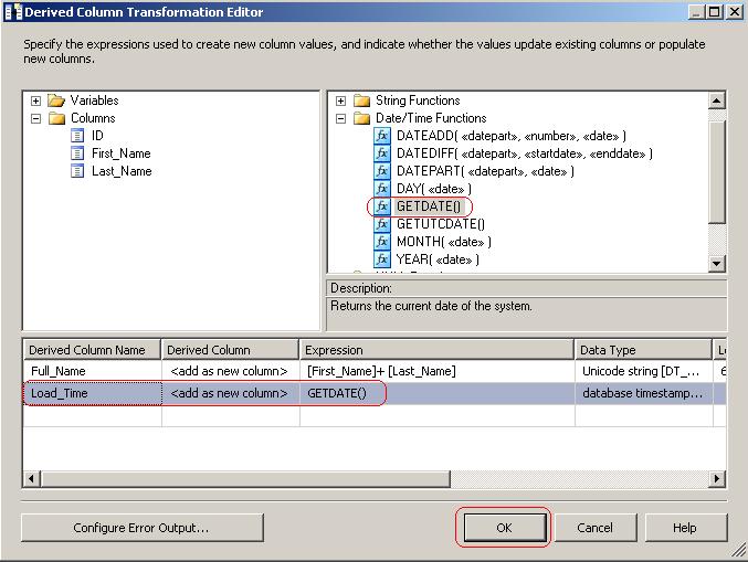 SSIS DERIVED COLUMN TRANSFORMATION