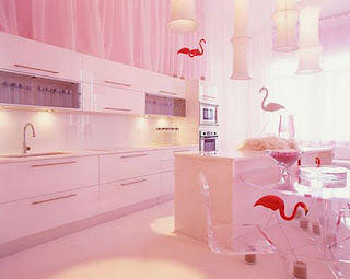 Pink kitchen cabinets