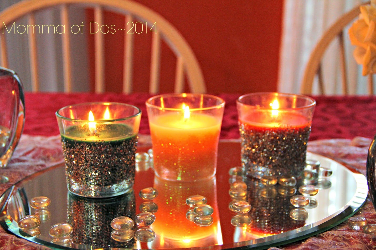 Momma of Dos Christmas Centerpieces with Glade ® Scented Candles for