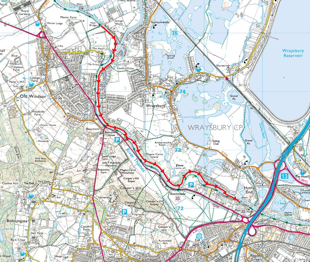 OSS Swim the Thames Swim 49 Map Old Windsor Lock to Runnymede Bell