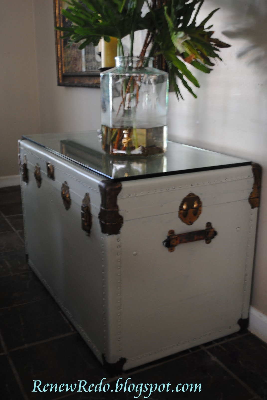 ReNew ReDo! Painted Steamer Trunk With Glass Top
