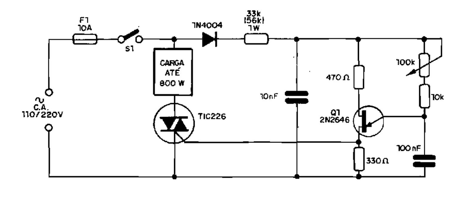 ELETRÔNICA GERAL Dimmer com Triac TIC226