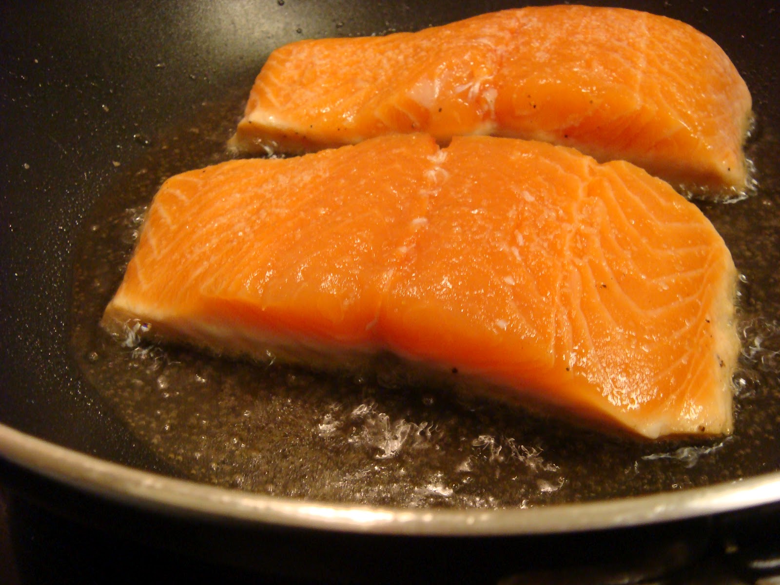 Pancakes and Paella Sauteed Salmon with Leeks from Bouchon Cookbook by Thomas Keller