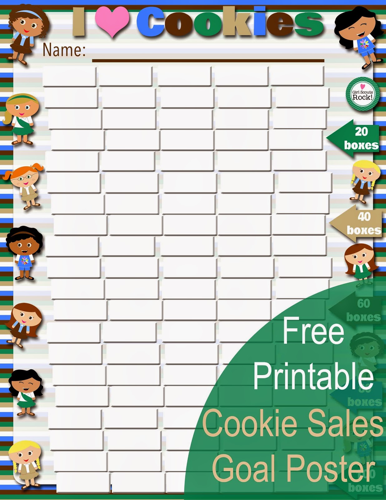 My Fashionable Designs Free Printable NEW Cookie Sales Goal Poster