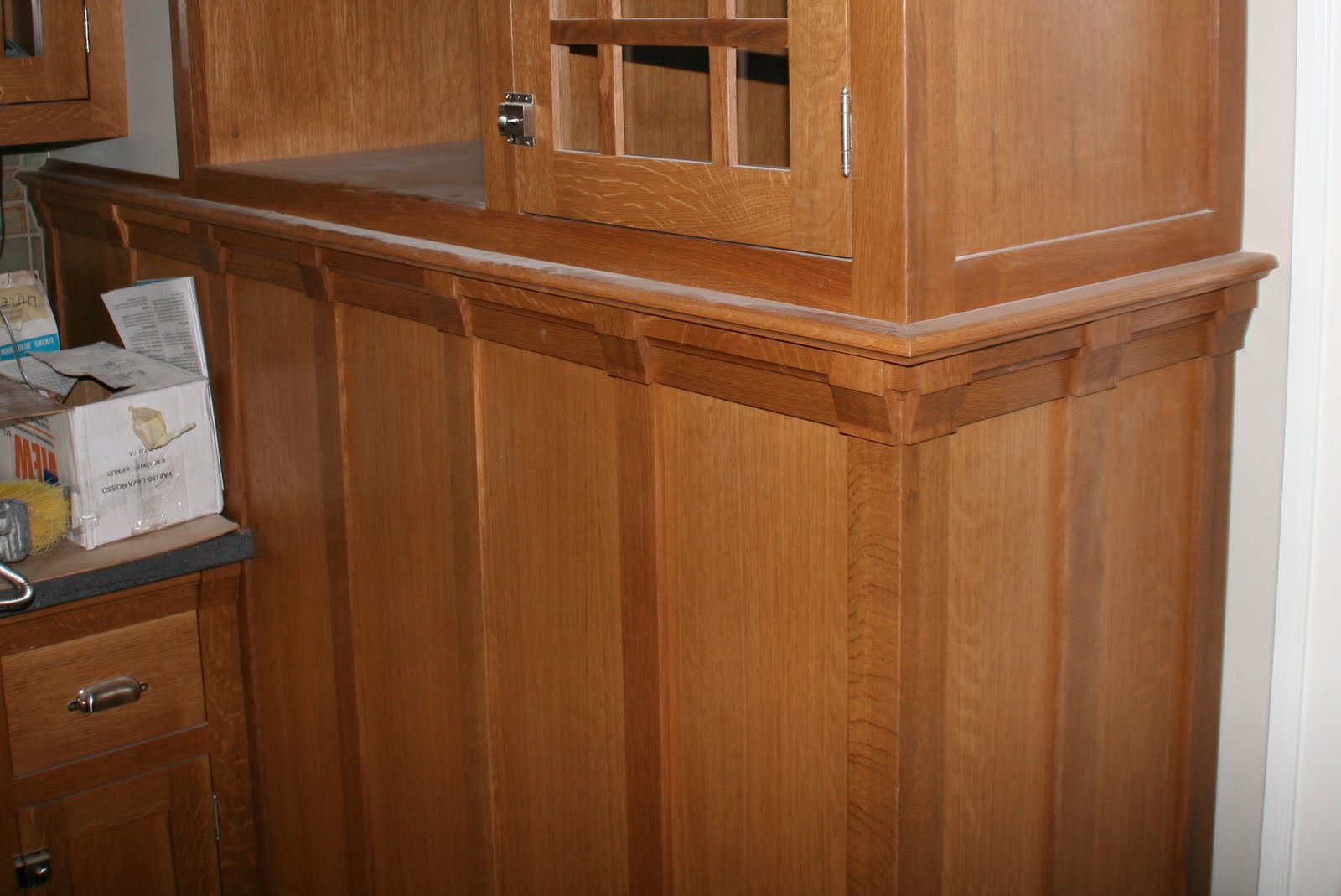 Quarter sawn oak kitchen cabinets After viewing the basement, Maya pushed the higher buttons to take us
