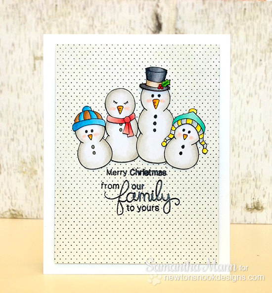 Snowman Family Christmas card by Samantha Mann for Newton's Nook Designs - Flaky Family Snowman Stamp Set