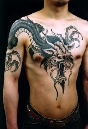 A simple black dragon tattoo art sample for men and women
