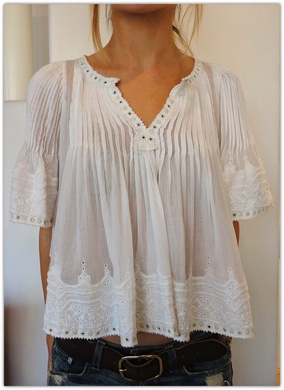 Art Symphony White Boho Tops
