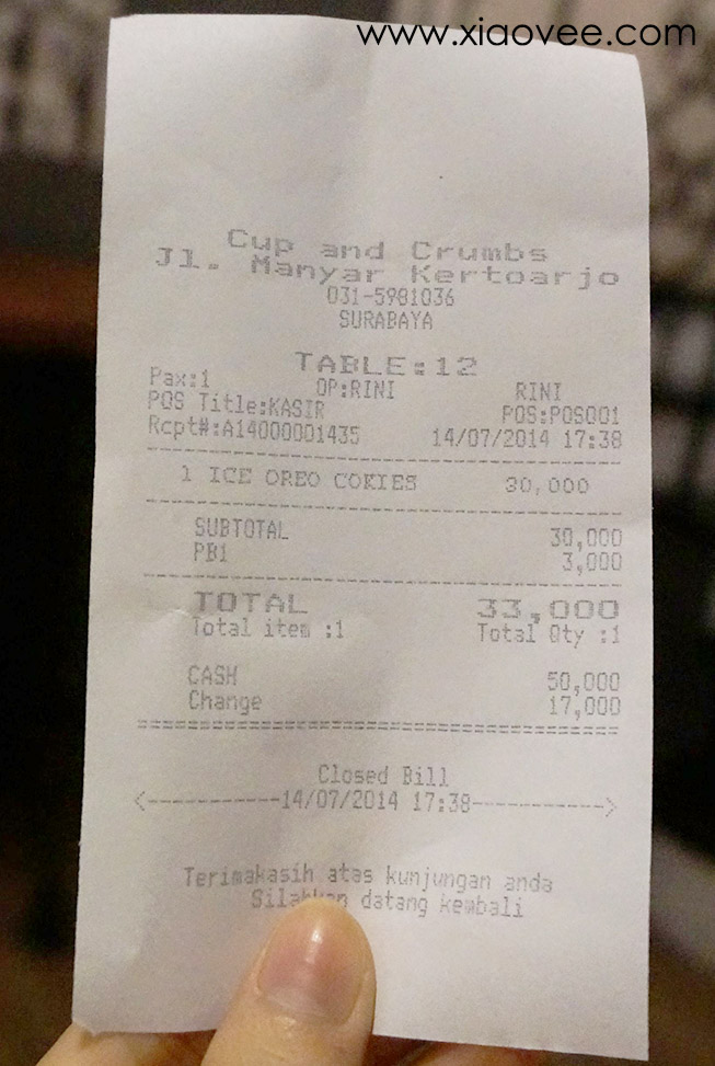 Xiao Vee Indonesian Beauty Blogger F&B CUP and CRUMBS, Surabaya [review]