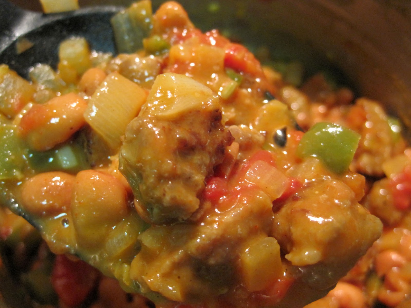 Rachel vs. Ramen Italian Sausage and Pinto Bean Stew