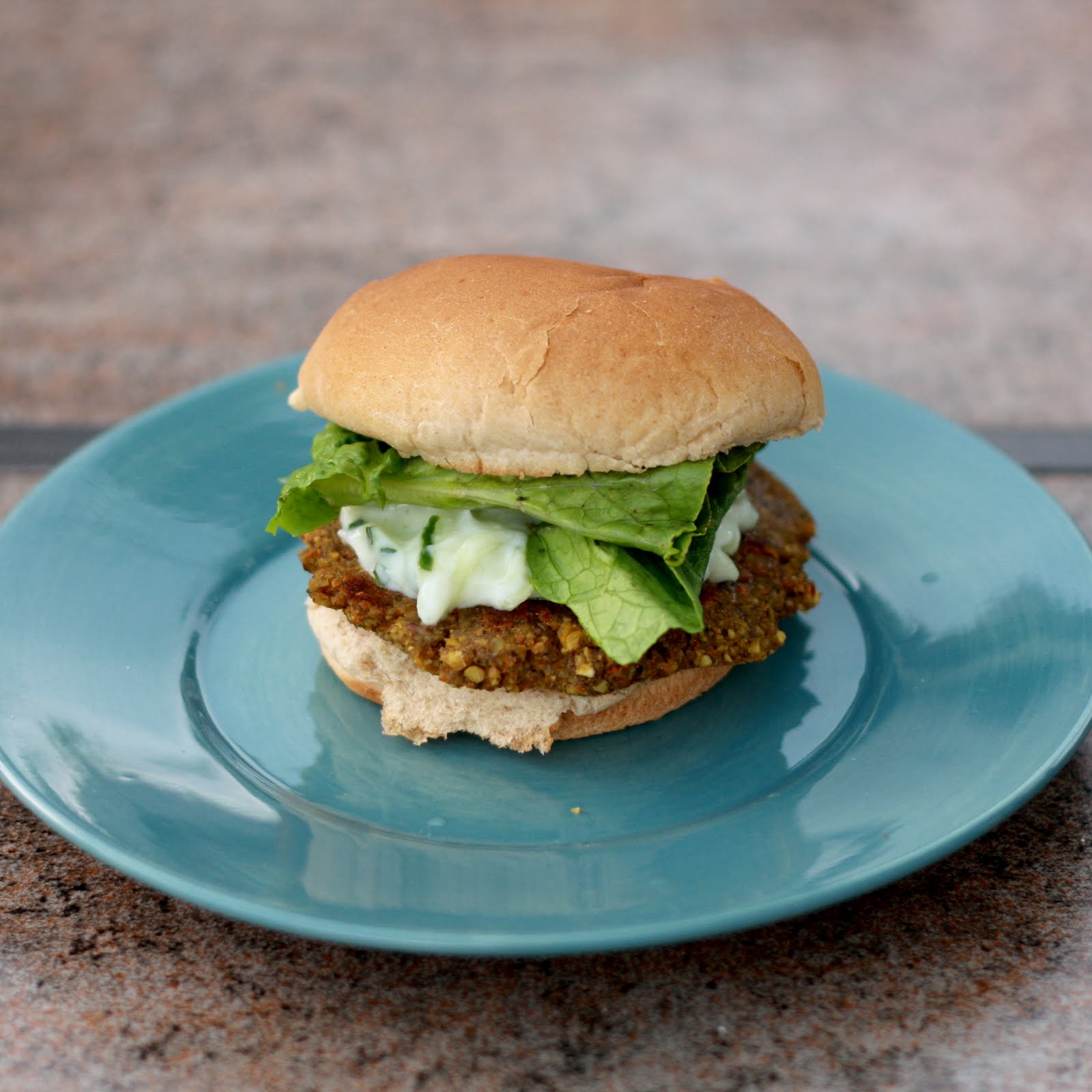 Lentil Burgers with Tzatziki