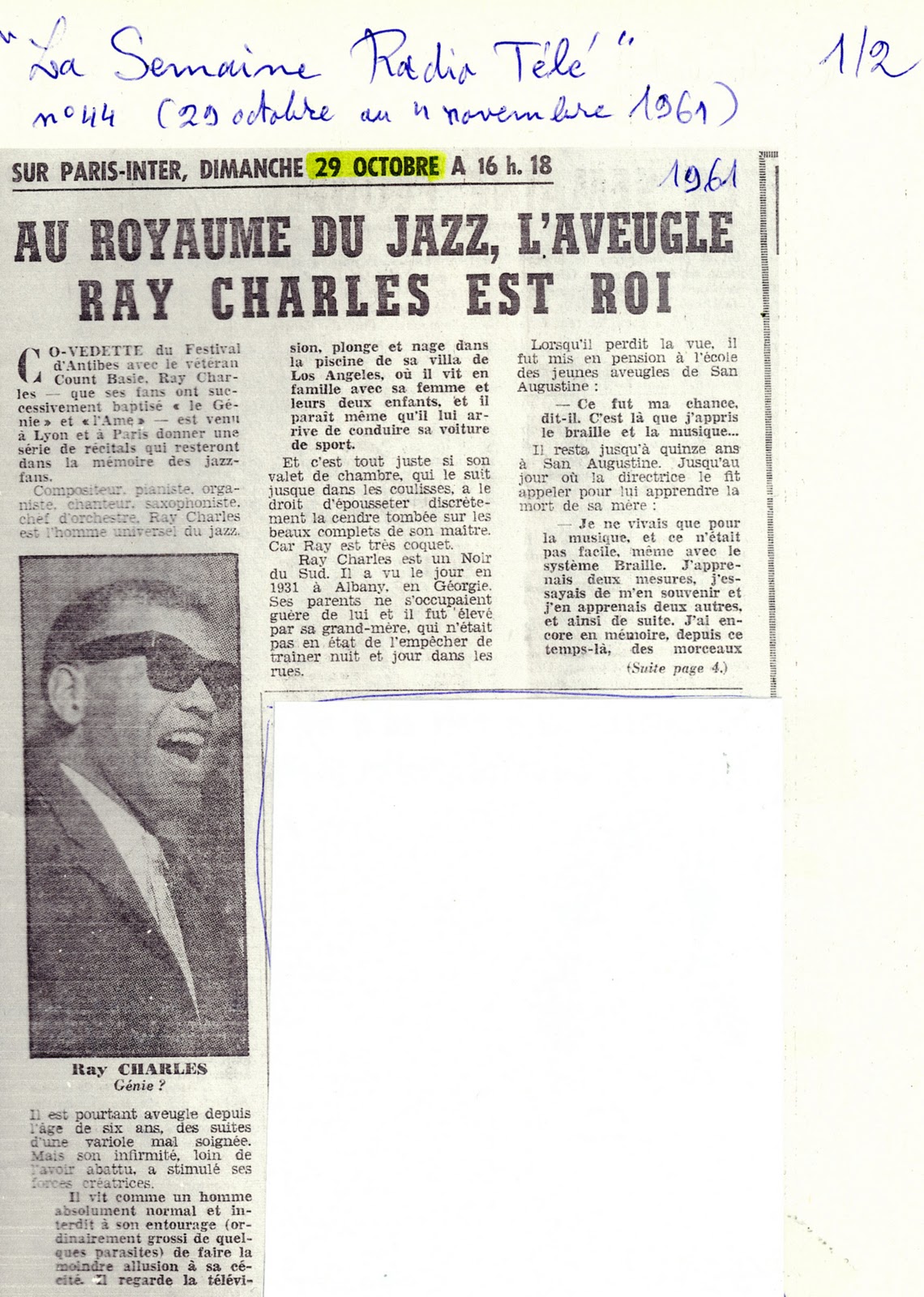 Ray Charles Video Museum Birth Of A Big Band Ray Charles October 1961 Concerts In Paris