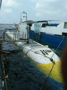 View of "WHALE SUBMARINE" anchored at the boarding station.