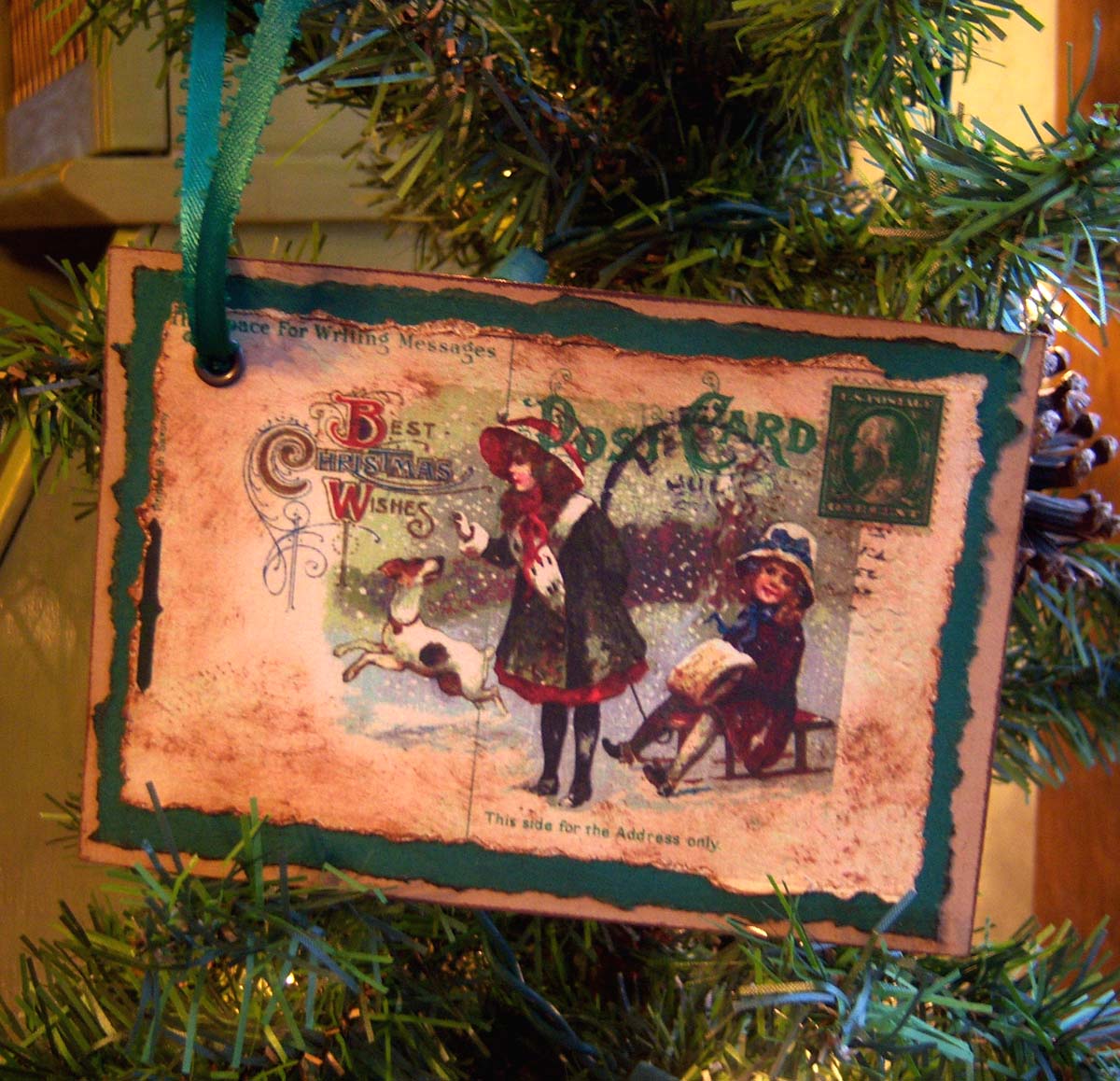 Christmas postcard to personalize with a wreath and santa claus Shoregirl's Creations: More Christmas postcards