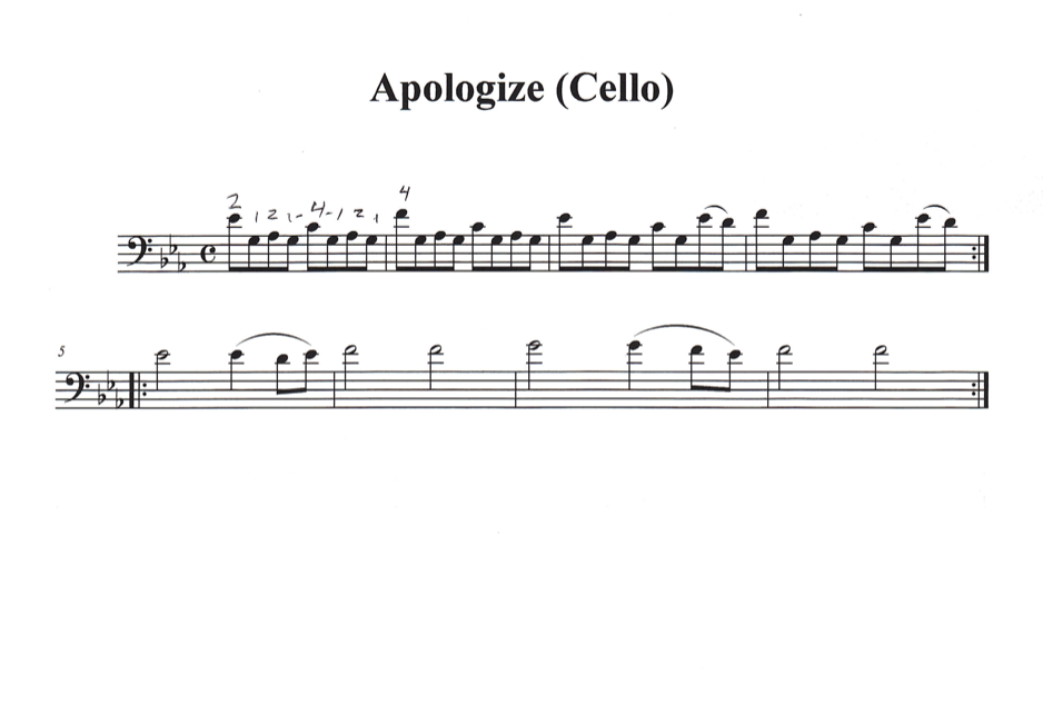trail blazer ministries one republic apologize cello sheet music appologize sheet music