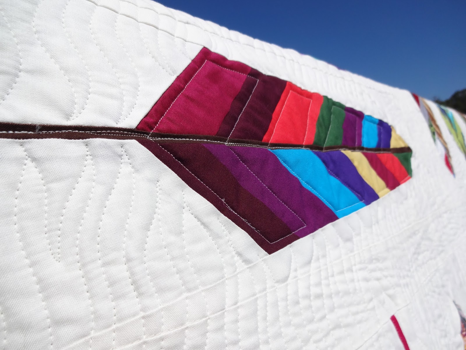 Becca's Crazy Projects Modern Feathers the finished quilt.