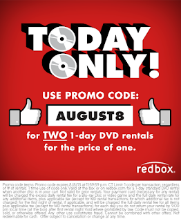 redbox 2 dvd price of one promo code august 8
