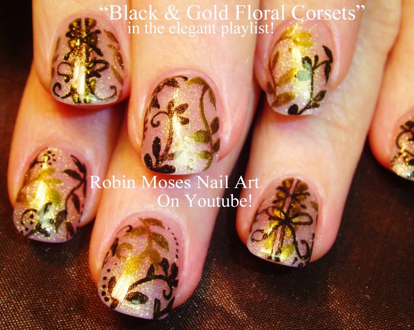 black and gold ombre nail art