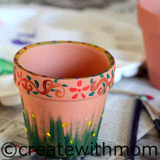 Create With Mom: Painting clay pots