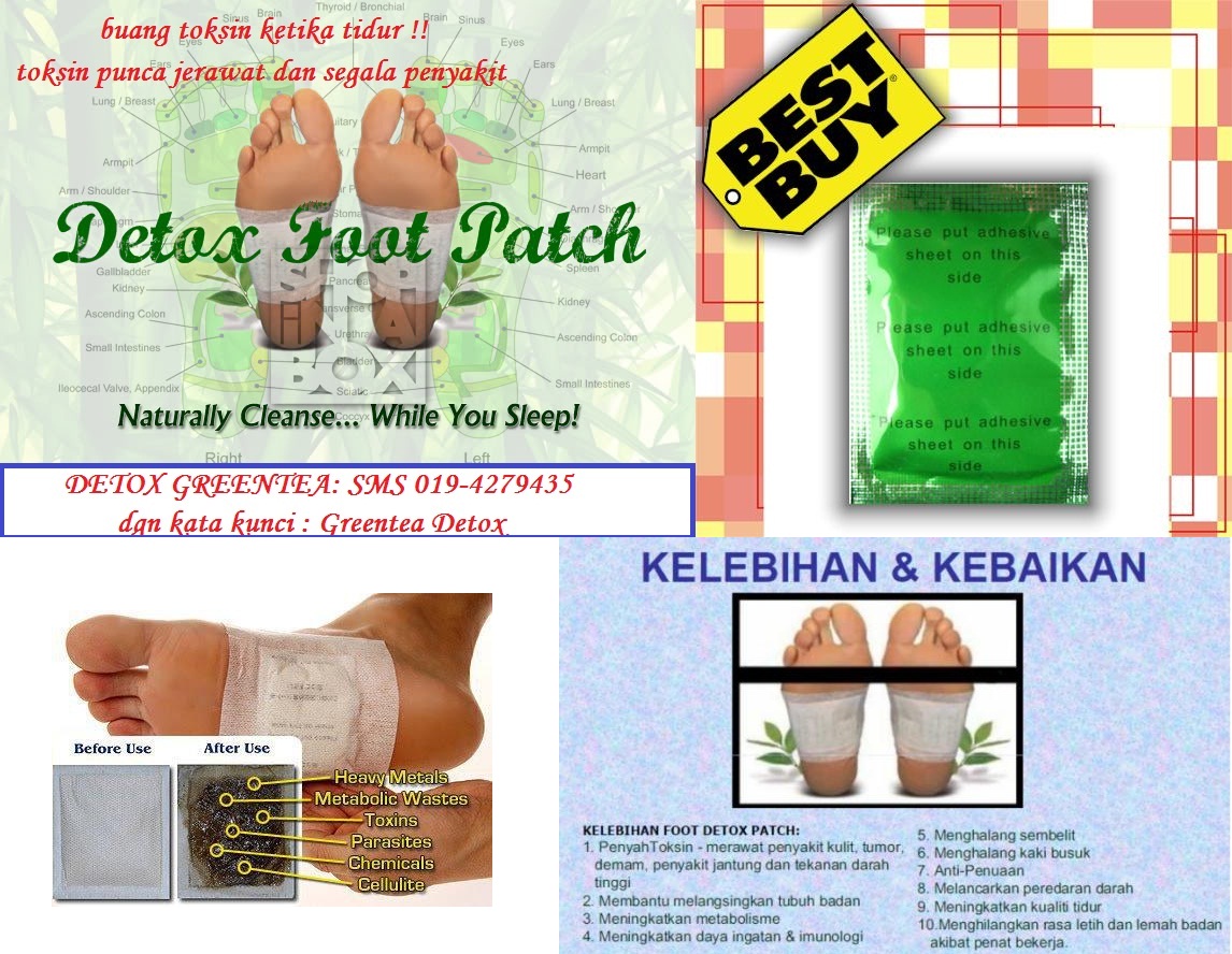 DETOX FOOT PATCH TERMURAH PELEKAT KAKI SERAP TOKSIN GREEN TEA DETOX